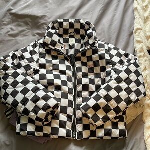 NWOT VANS Black and white checkered puffer coat